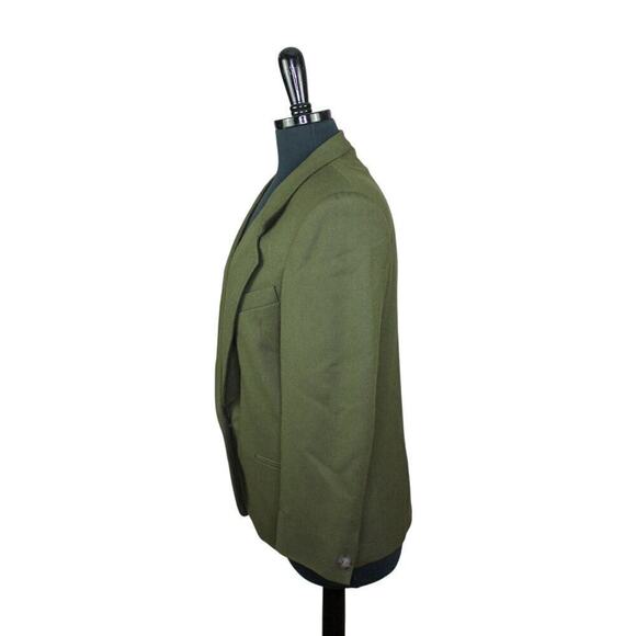 Vintage Bretton Place Petite Blazer Jacket Worsted Wool Moss Green 8P - Picture 2 of 5